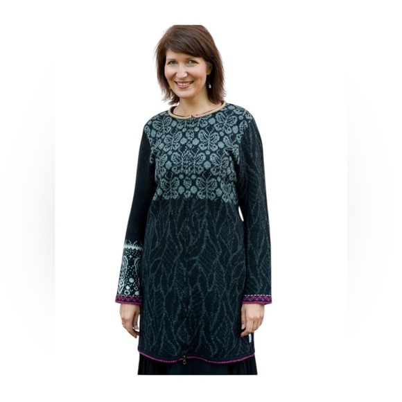 Kauni Design Wool Jacket Sweater Long Felted Butterfly Zip Danish Winter L - Picture 15 of 16